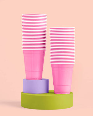 Pink Party Cups - 50 matte pink 16 oz cups