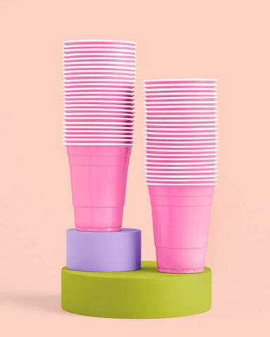 Pink Party Cups - 50 matte pink 16 oz cups