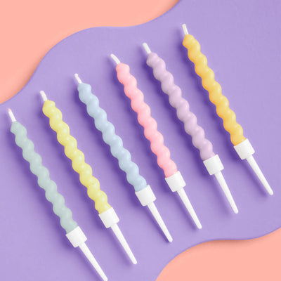 Swirly Party Candles - 4" pastel candles