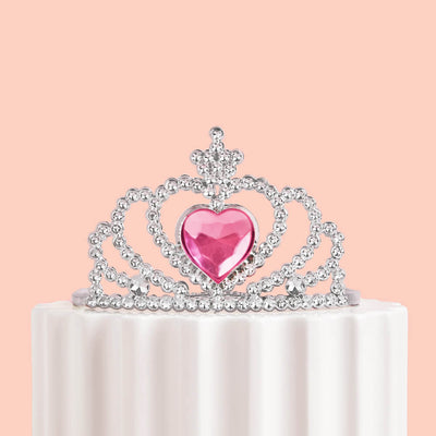 Tiara Cake Topper - mini pink + silver tiara