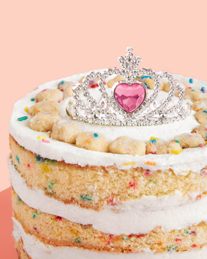 Tiara Cake Topper - mini pink + silver tiara
