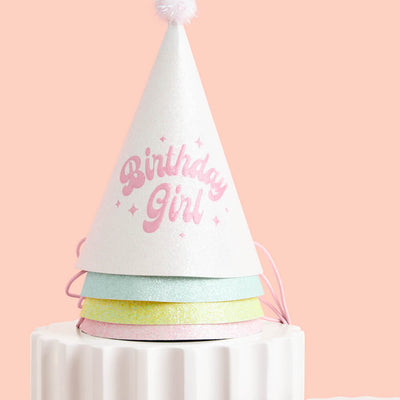 Pastel Party Hats - 13 glitter paper hats