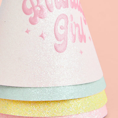 Pastel Party Hats - 13 glitter paper hats