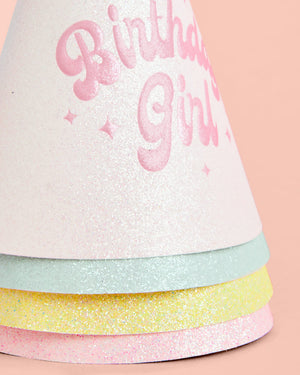 Pastel Party Hats - 13 glitter paper hats