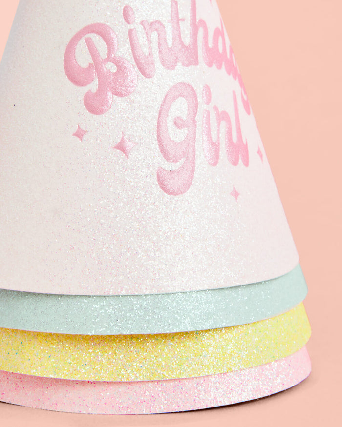 Pastel Party Hats - 13 glitter paper hats