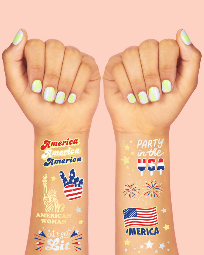 Party in the USA Tats - 34 foil temporary tattoos