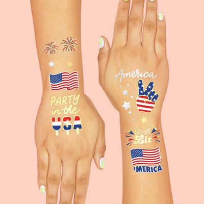 Party in the USA Tats - 34 foil temporary tattoos