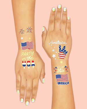 Party in the USA Tats - 34 foil temporary tattoos