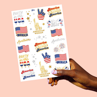 Party in the USA Tats - 34 foil temporary tattoos