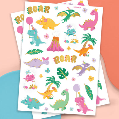 Cute Dino Tats - 40 foil temporary tattoos